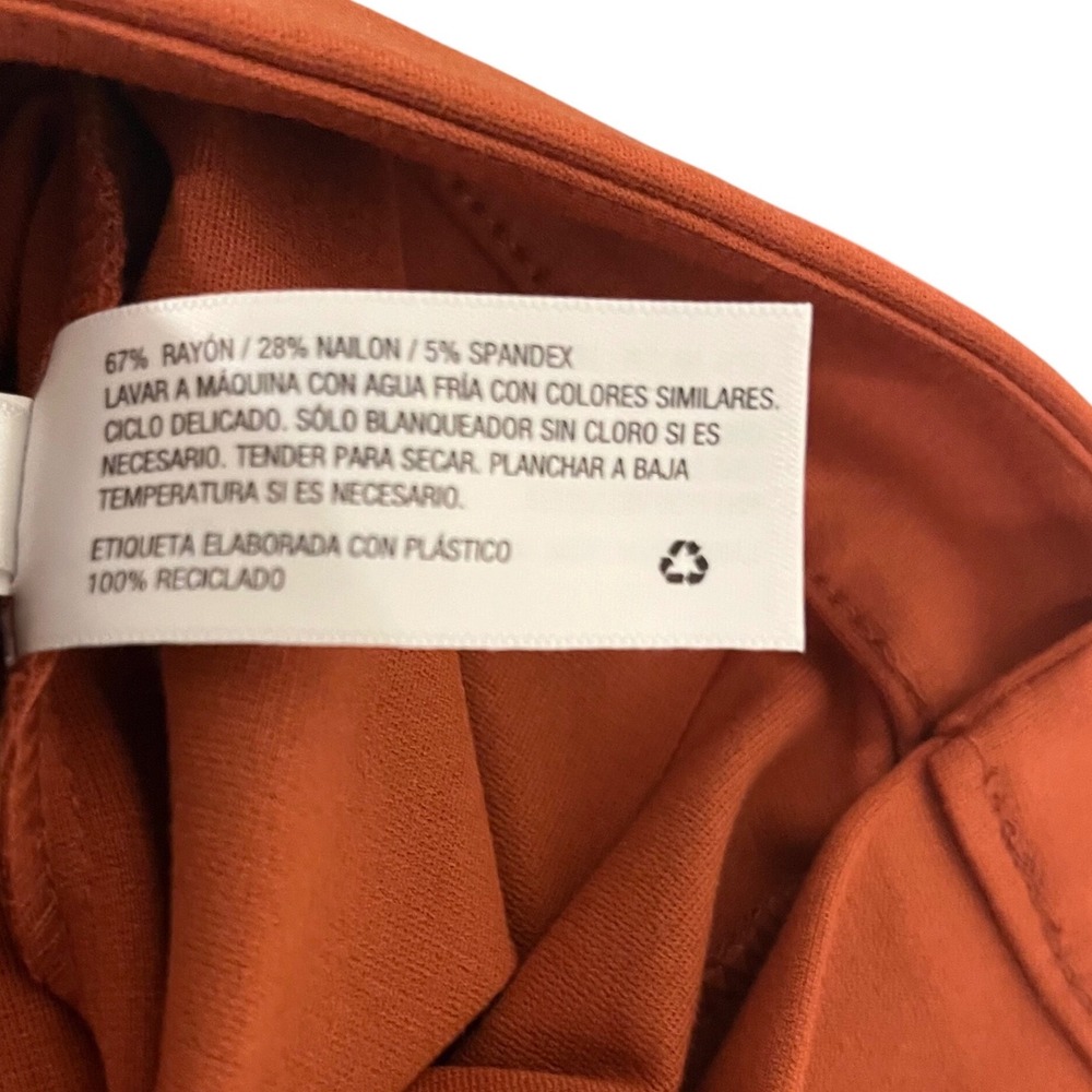 A New Day Womens Burnt Orange Pintuck Flare Leg Ponte Pants Size 10 NEW - Picture 5 of 9